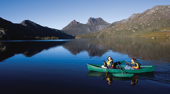 Kayaking on Dove Lake, Tasmania