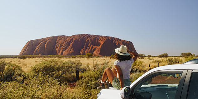 Uluru view from car