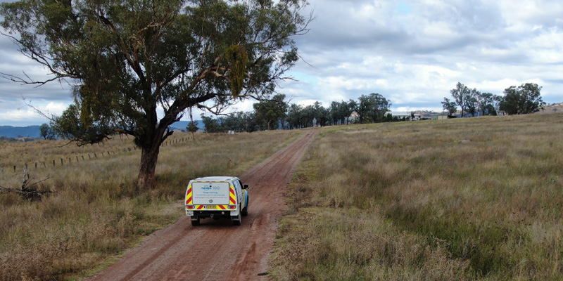 nrma vehicle driving down a dirt road