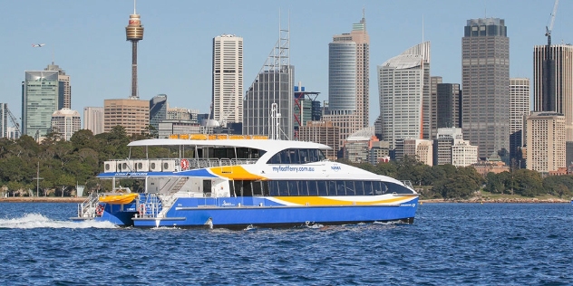 my Fast Ferry with Sydney CBD in the background