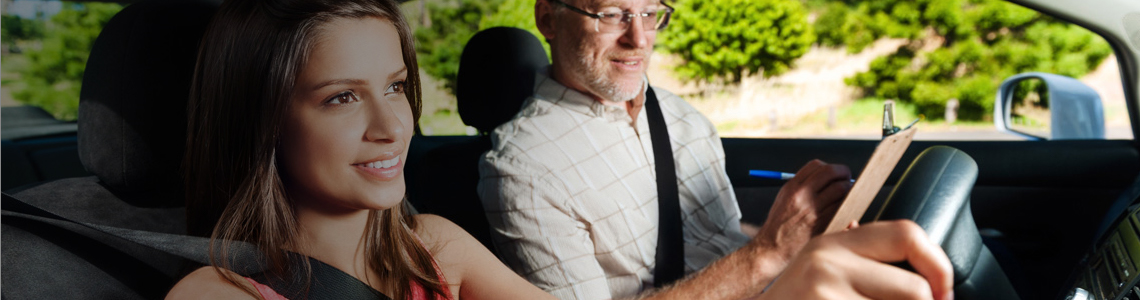 Girl learning to drive