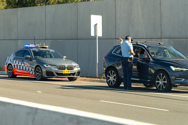 NSW police officer conducting a traffic stop