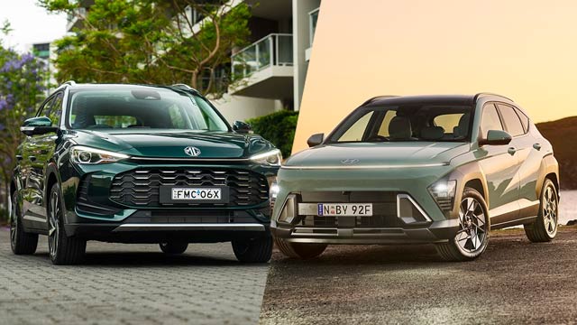 Montage of two green SUVs