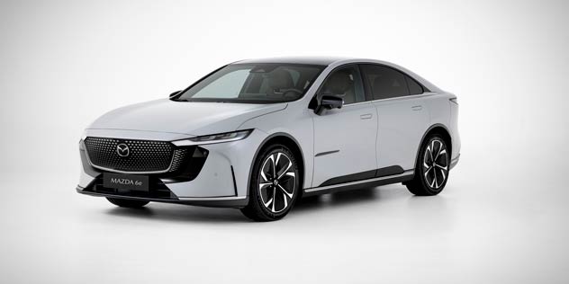 White sedan in showroom