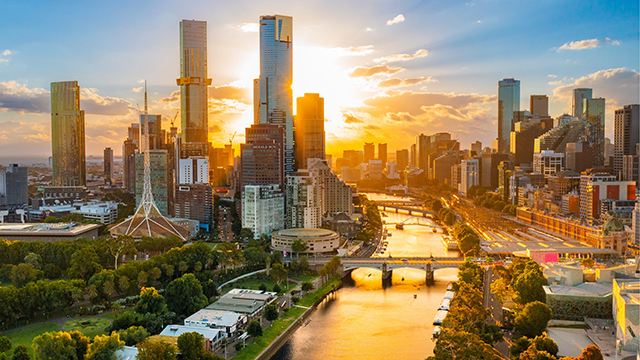 The Yarra River in Melbourne at sunset