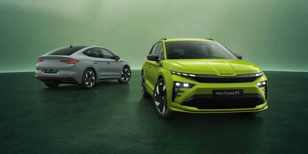 Two bright cars in showroom