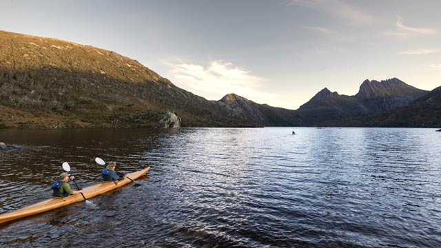 Kayaking on Dove Lake, Tasmania