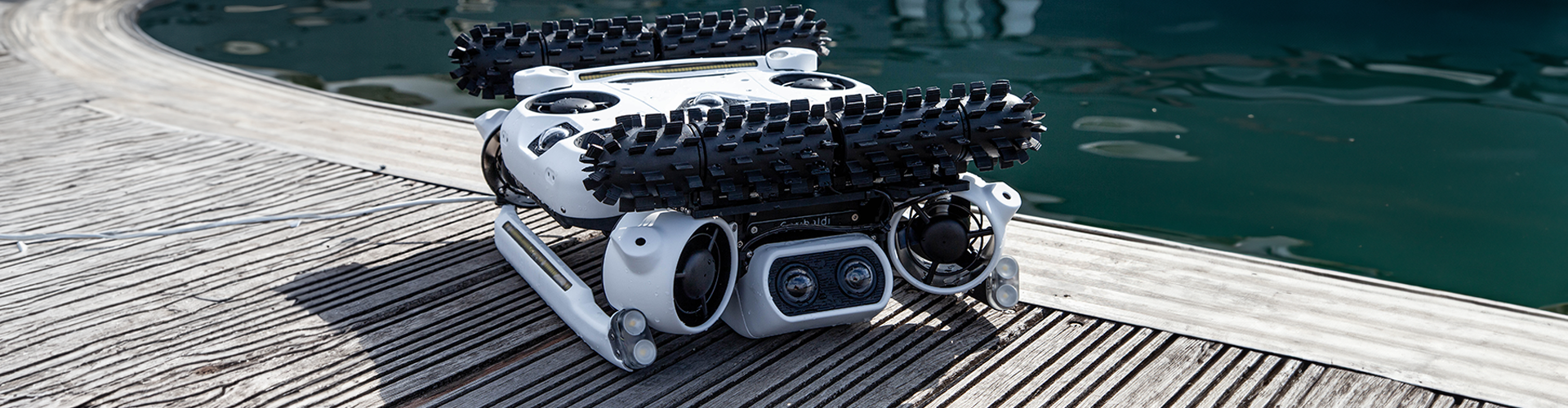 A small robot designed to clean the hull of a boat