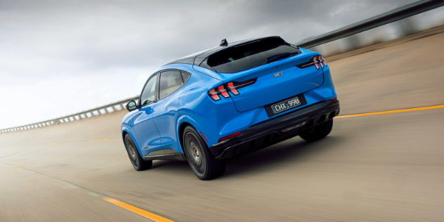 Rear view of the 2023 Ford Mustang Mach-E