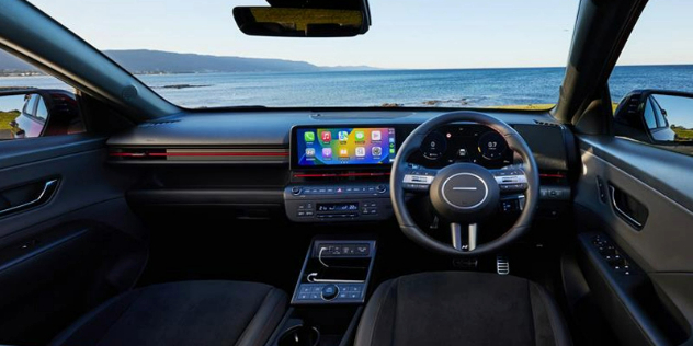 Interior view of a 2023 Hyundai Kona SUV