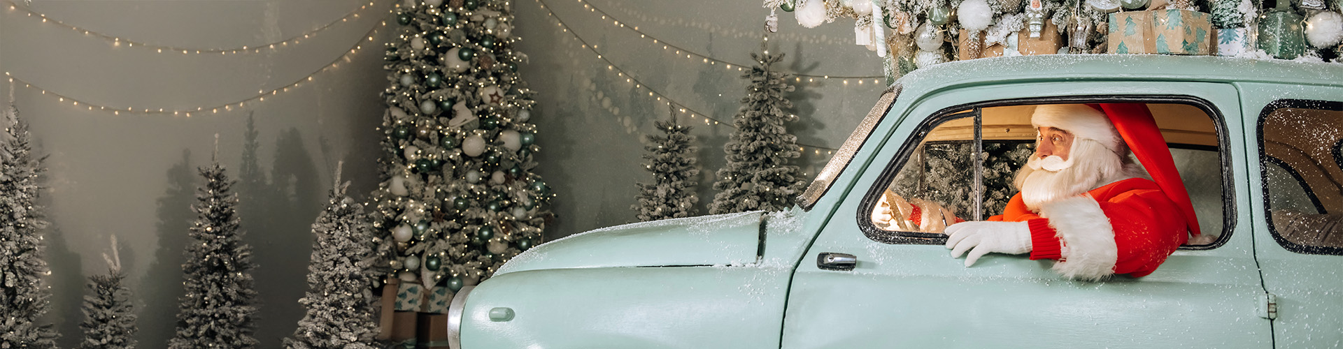 Christmas decorations on a car