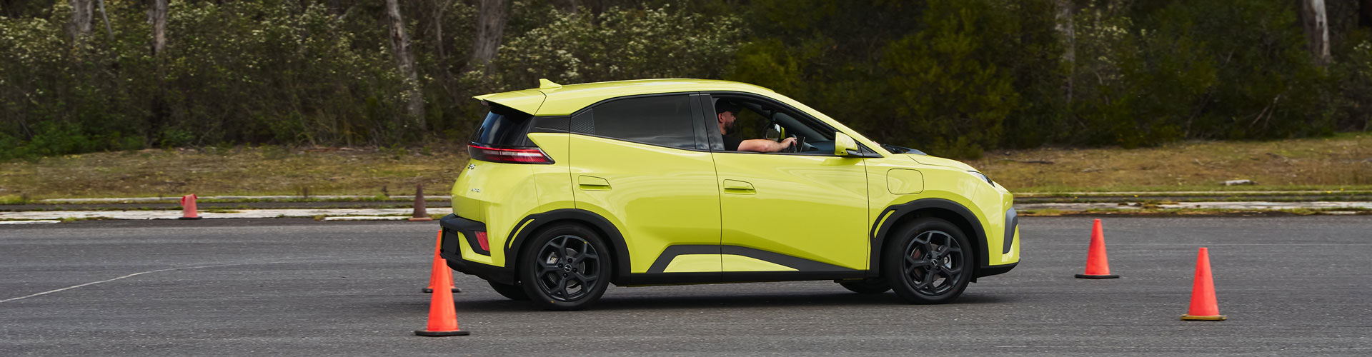 Yellow BYD Atto 1 in safety testing by ANCAP