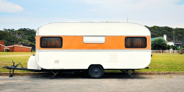 A long vintage caravan