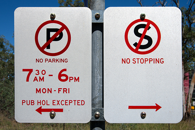No parking sign public holidays excepted