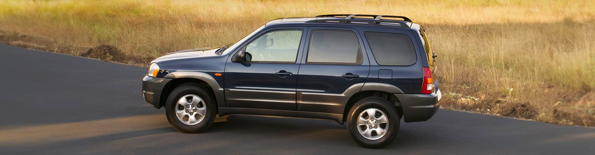 2001 Mazda Tribute parked in front of golden grass