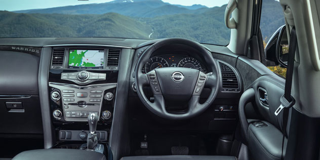 Interior view of 2023 Nissan Patrol Warrior front dash