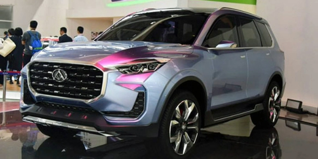 Front-angle view of an LDV SUV parked in a showroom.