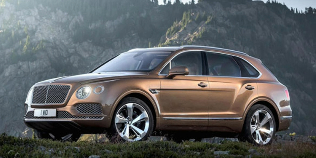 Side view of a brown Bentley SUV.