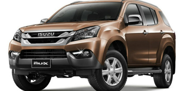 Front-angle view of an Isuzu SUV.