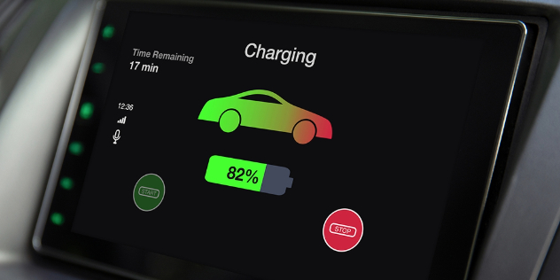 EV charging interior screen at 82%