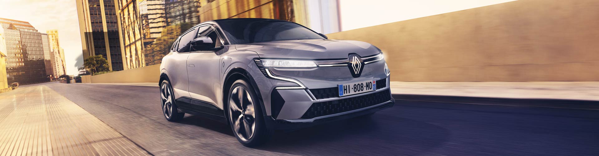 Renault Megane E-Tech driving on city road