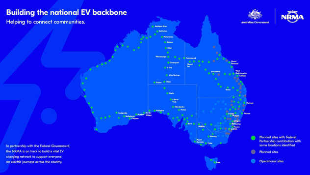 blue map of australia with coloured dots representing towns