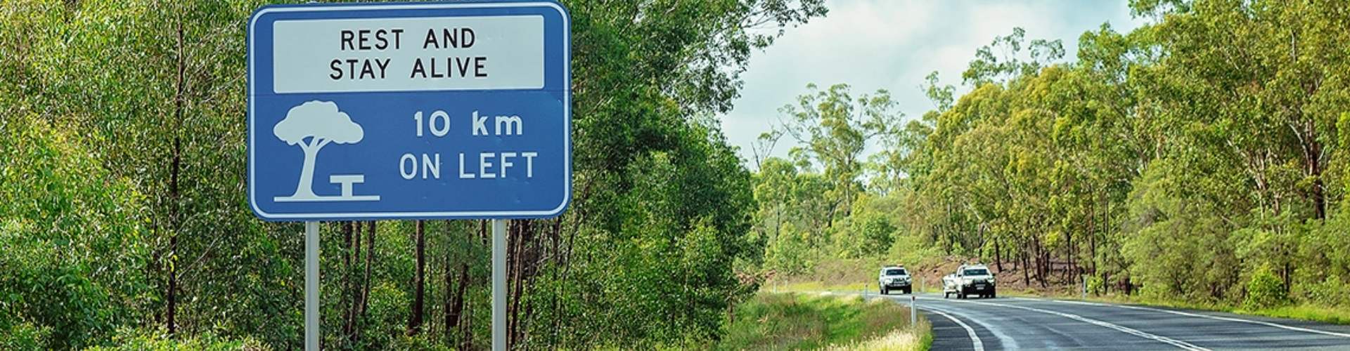 Rest-stop sign on country road