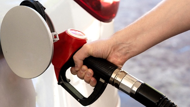 A petrol pump in a car