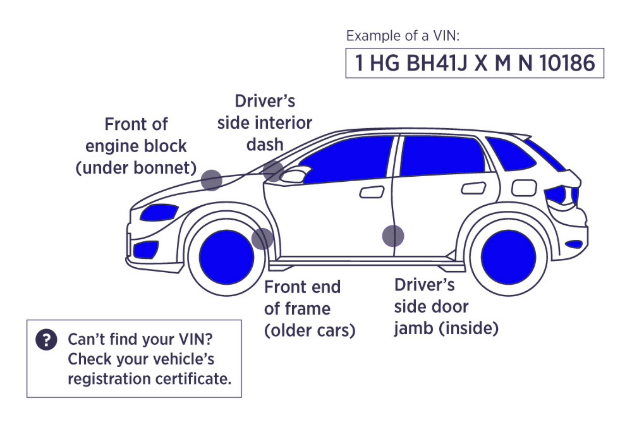 Infographic on how to identify a vehicle identification number (VIN)