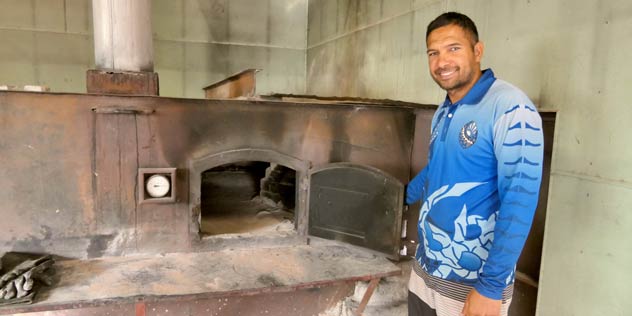 Bud with the old mission oven still in use today