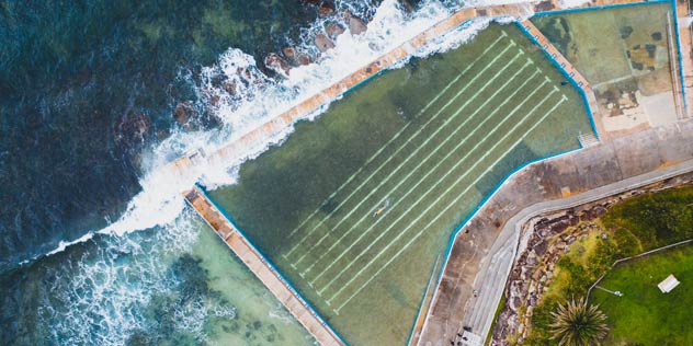 Aerial overlooking Collaroy Beach, Collaroy on Sydney's northern beaches.