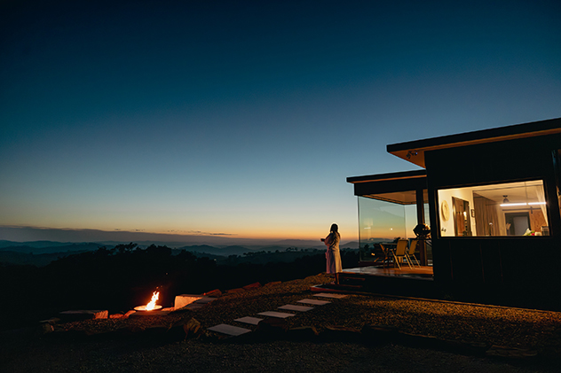Night time at Sierra Escape glamtainer in Mudgee