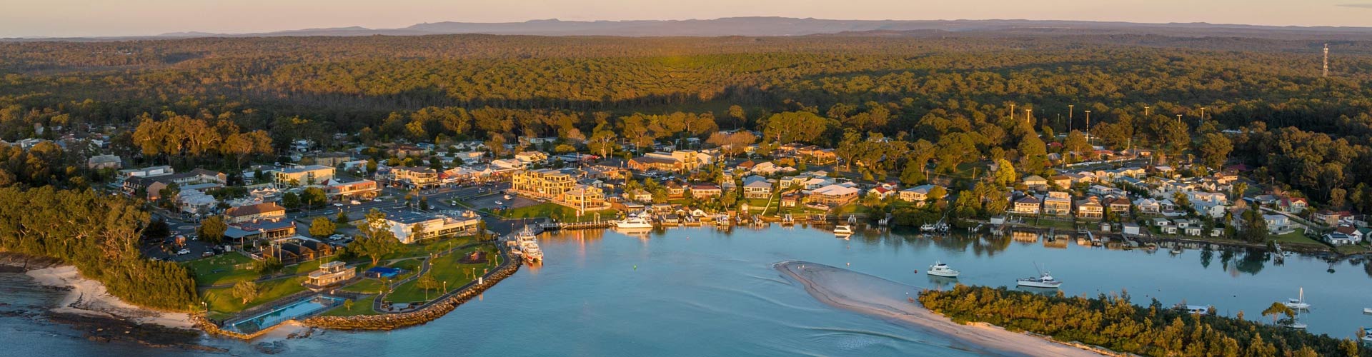 Aerial view of Kiama seen from the ocean