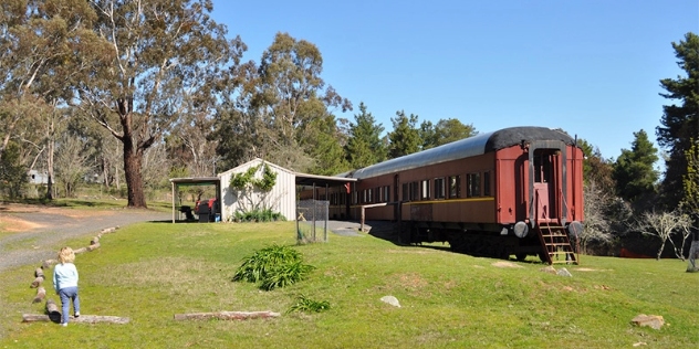 Train carriage accommodation at Hill End holiday ranch NSW