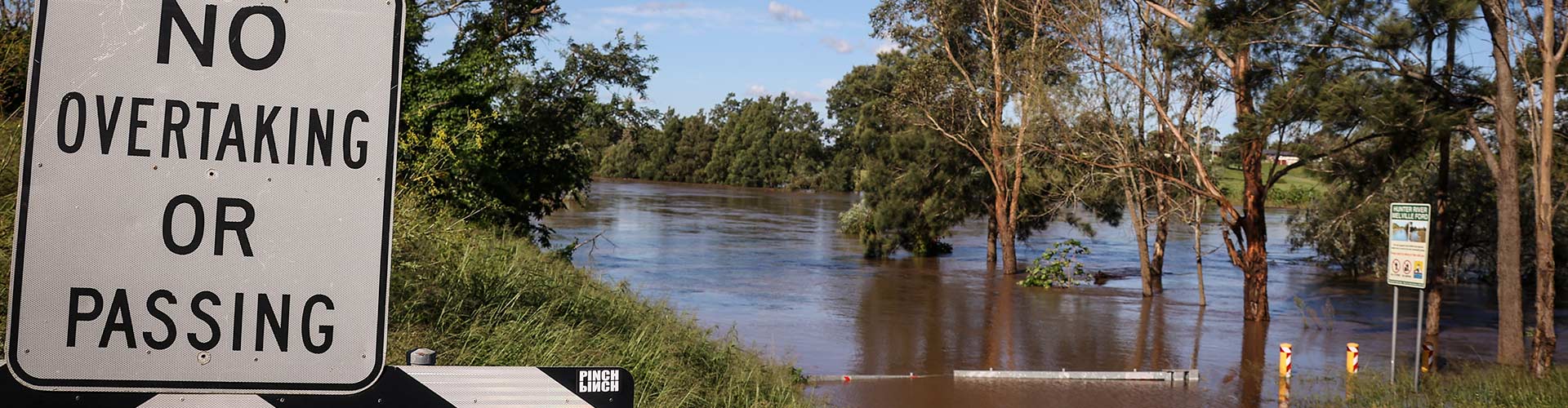 Melville Ford Bridge is submerged by the flooding Hunter River on March 25, 2021 in Melville