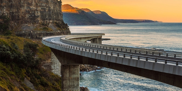 Sea Cliff bridge NSW at sunset