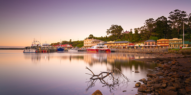 Strahan buildings along the shore