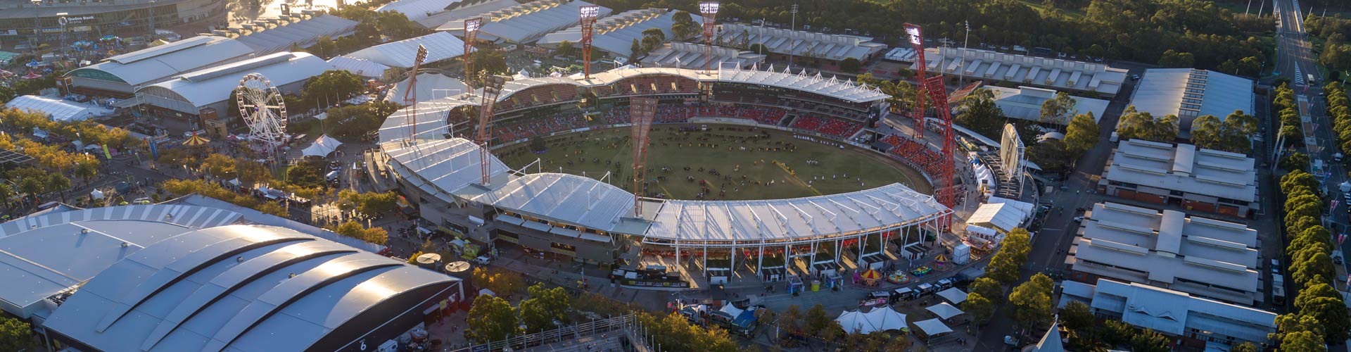 Aerial view of the 2019 Royal Easter Show at the Sydney Showground, Sydney Olympic Park
