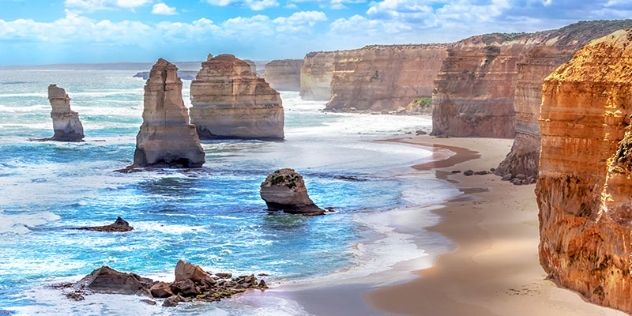 arial view of the twelve apostles rock formations daytime