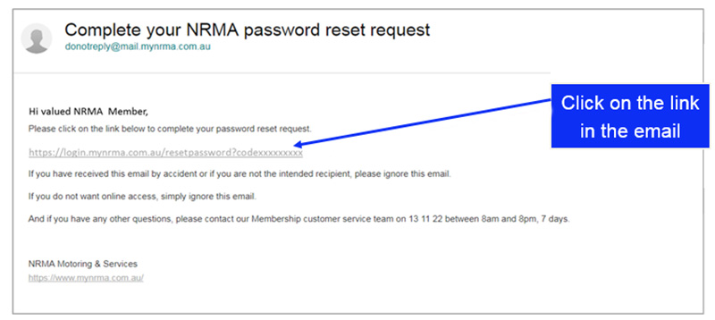 NRMA password reset