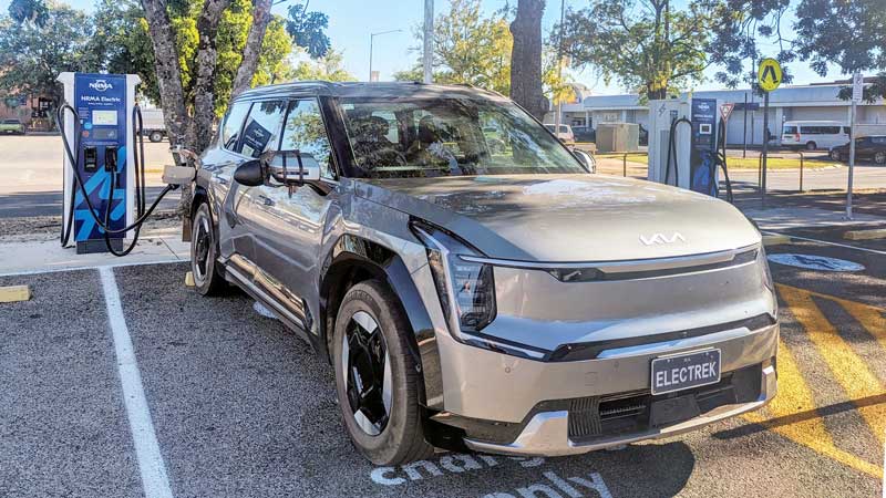 Charging the Kia EV9 at NRMA Katherine