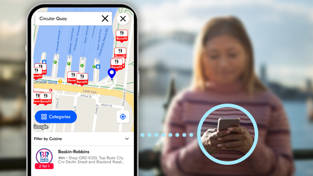 My NRMA app dining map Circular Quay