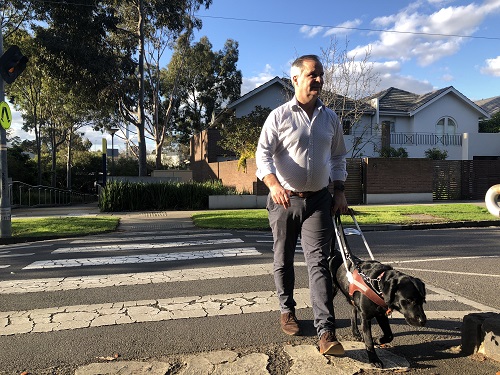 Chris Edwards and Eva his Seeing Eye Dog